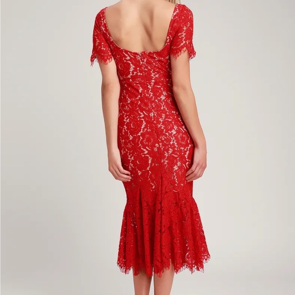 Lulus Love you tonight red lace midi dress - Picture 3 of 3